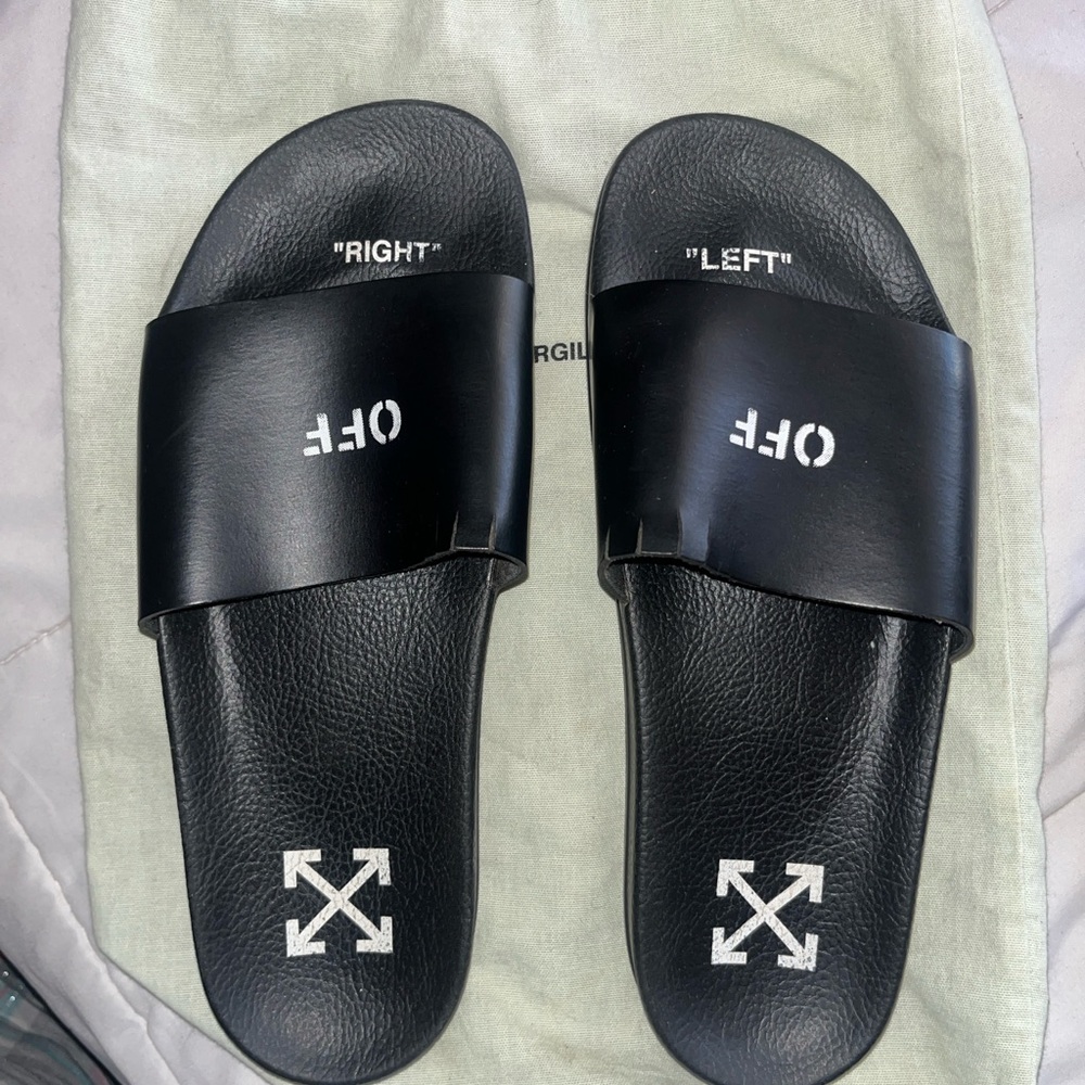 Off-White Black Slide Sandals with White Logo